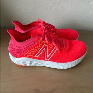 9.5 Women’s New Balance Neon Coral and White Shoes